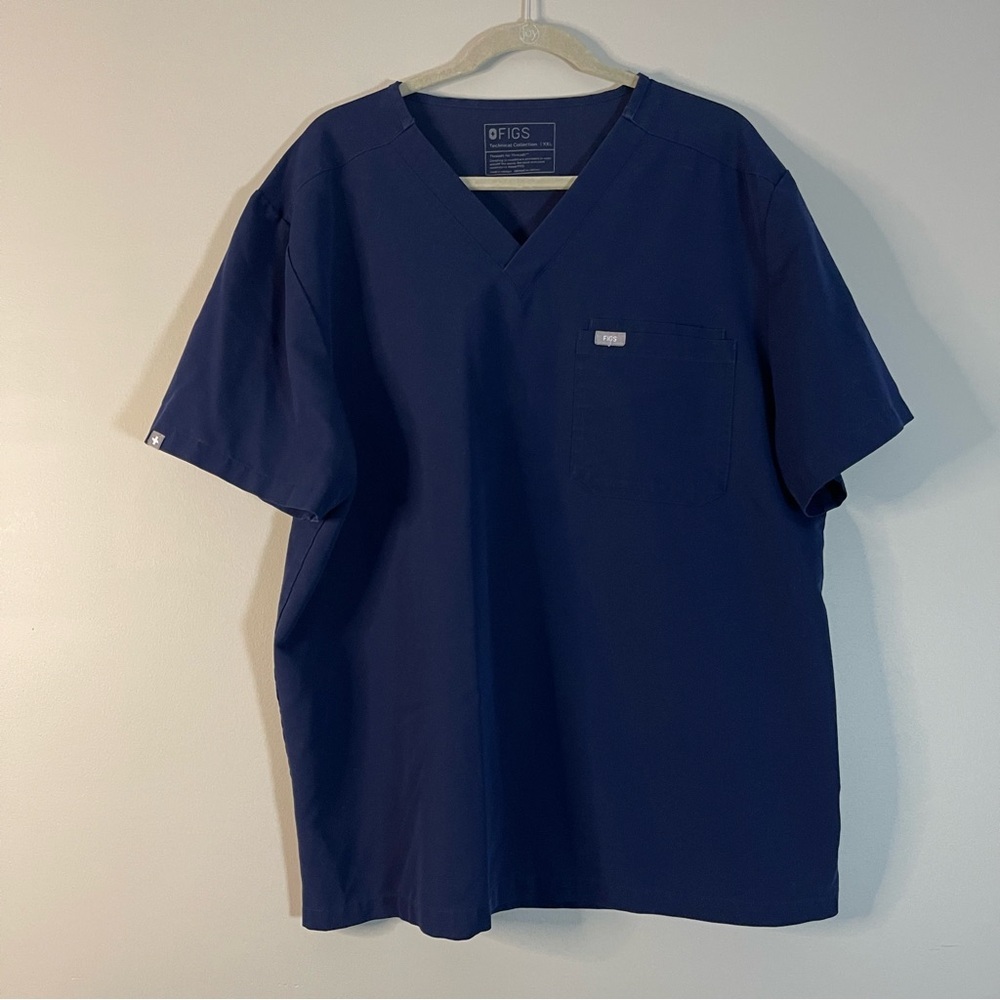 Figs Men's Deep Blue V-Neck Top